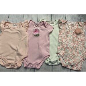 Four Laura Ashley Baby Girl Onesies Bodysuit Clothes Outfits, Size 3-6 months